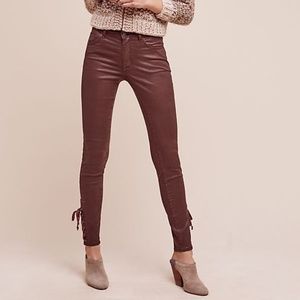 Pilcro Script Coated High Rise Lace Ankle Jeans
